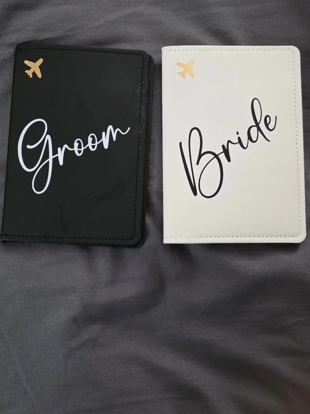 Bride & Groom Passport Holder Set - Black and White